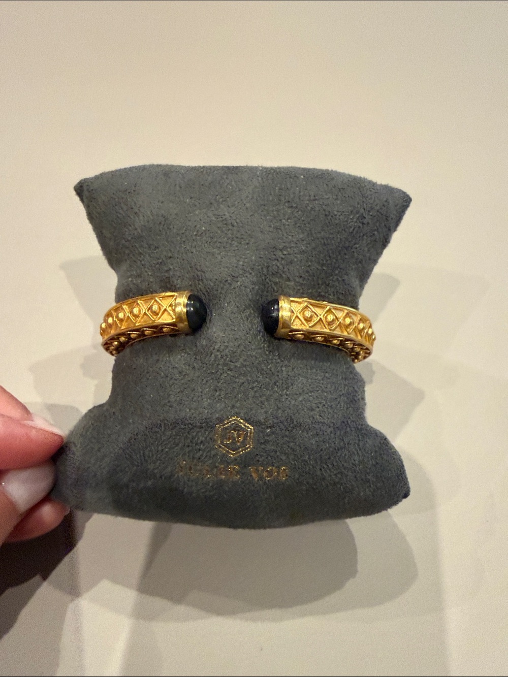 Julie Vos Gold-Tone Cuff Bracelet with Black Tips